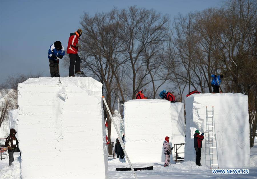 CHINA-HEILONGJIANG-HARBIN-SNOW SCULPTURE-COMPETITION (CN)