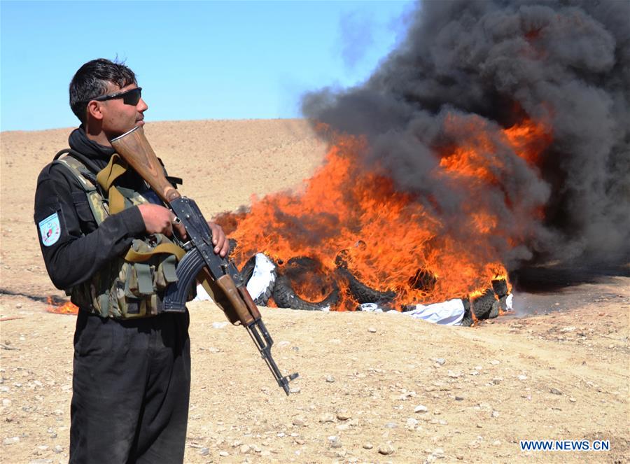 AFGHANISTAN-ZABUL-NARCOTICS-BURNING