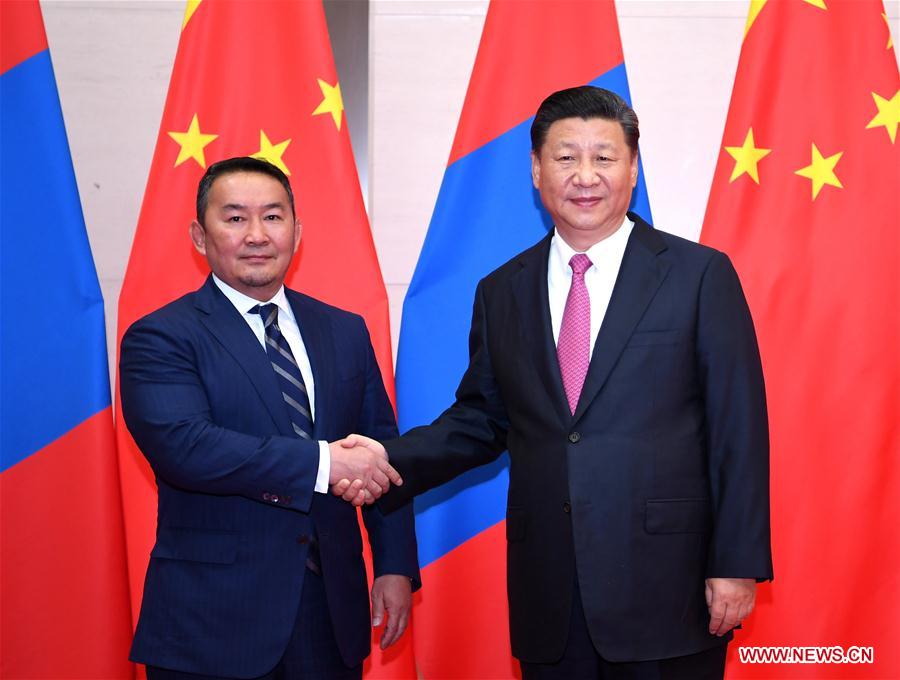 (SCO SUMMIT) CHINA-QINGDAO-XI JINPING-MONGOLIA-KHALTMAA BATTULGA-MEETING (CN)