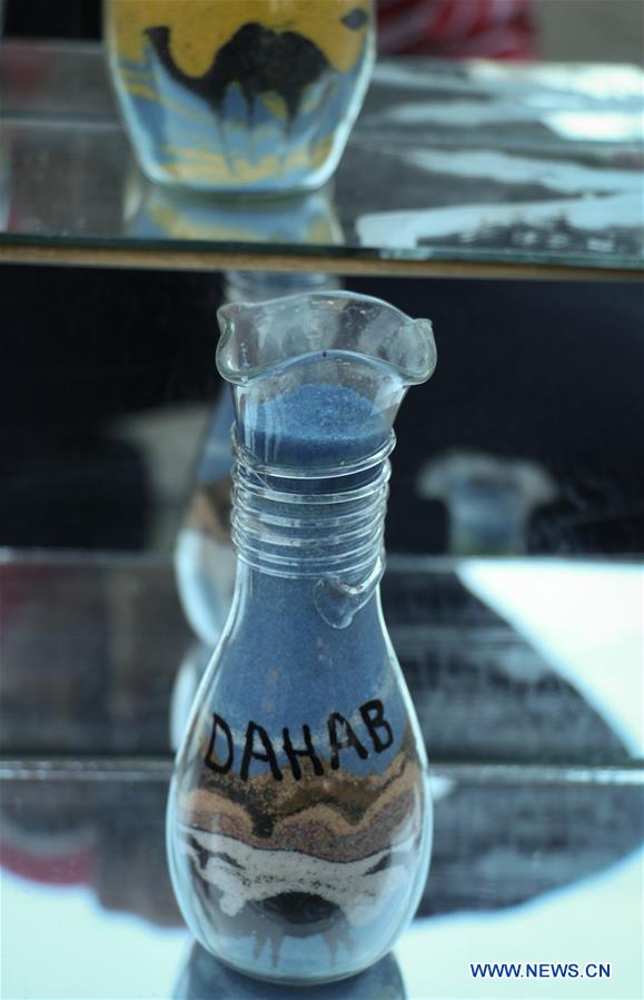 EGYPT-DAHAB-HANDICRAFTS-SAND ART BOTTLES-SOUVENIRS