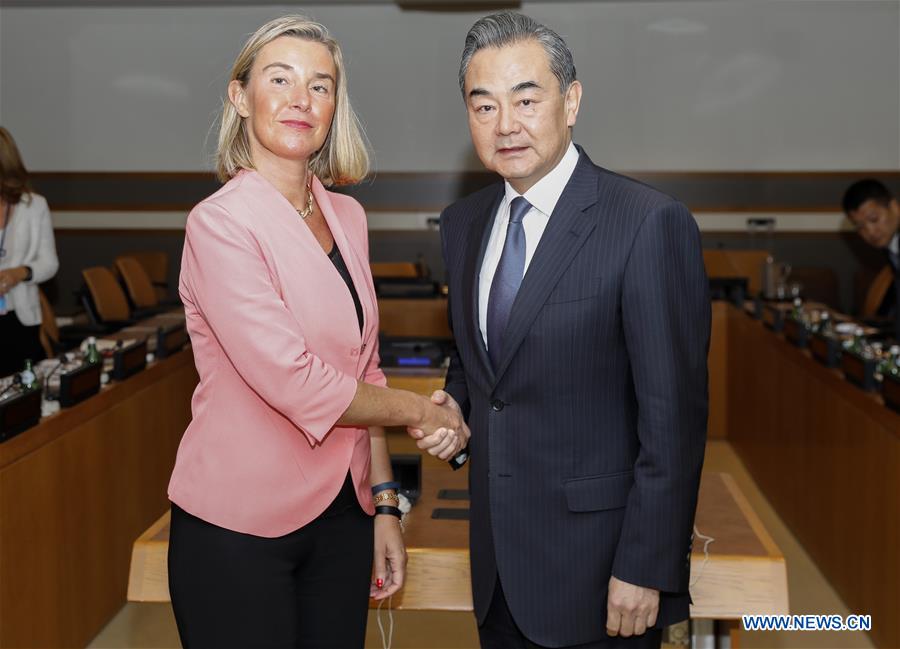 UN-CHINA-EU-WANG YI-MOGHERINI-METTING