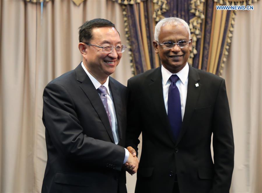 MALDIVES-MALE-PRESIDENT-IBRAHIM MOHAMED SOLIH-CHINA-LUO SHUGANG-MEETING