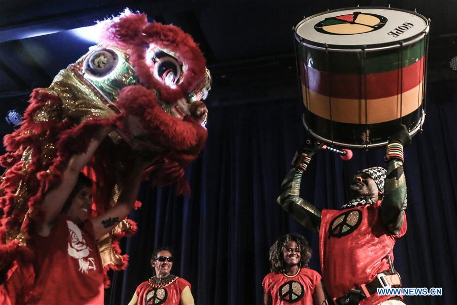 BRAZIL-SAO PAULO-LION DANCE AND DRUM PERFORMANCE