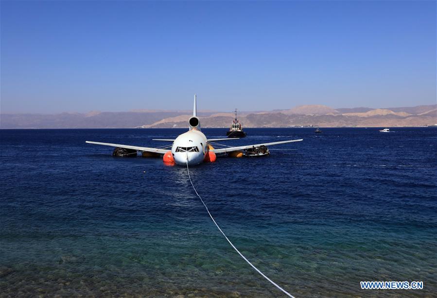 JORDAN-AQABA-RED SEA-UNDERWATER MUSEUM-PLANE SUBMERGING