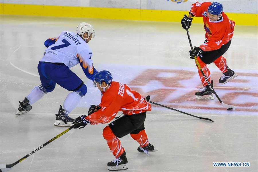 (SP)CHINA-JILIN CITY-ICE HOCKEY-SILK ROAD SUPREME HOCKEY LEAGUE-TSEN TOU VS HUMO(CN)