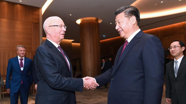 Chinese President Xi Jinping meets WEF founder, Klaus Schwab