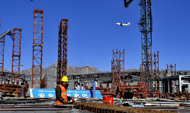 T3 terminal of Gonggar Airport under construction in Tibet