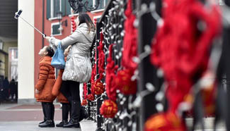 People go shopping in Florentia Village of Tianjin during holiday