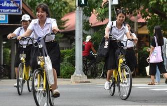 中國(guó)共享單車進(jìn)入泰國(guó)大學(xué)校園