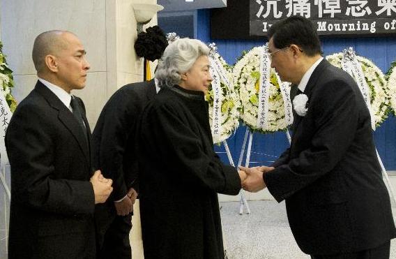 胡錦濤出席柬埔寨太皇西哈努克遺體告別儀式